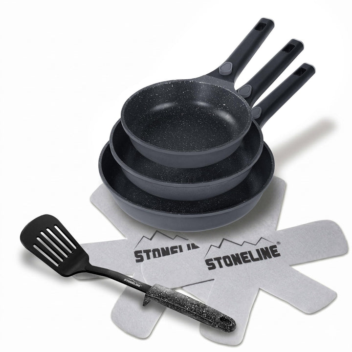 STONELINE SMART Pfannenset 6-teilig 20/24/28 cm, Pfanne Aluguss, Abnehmbarer Griff Pfannenwender Pfa