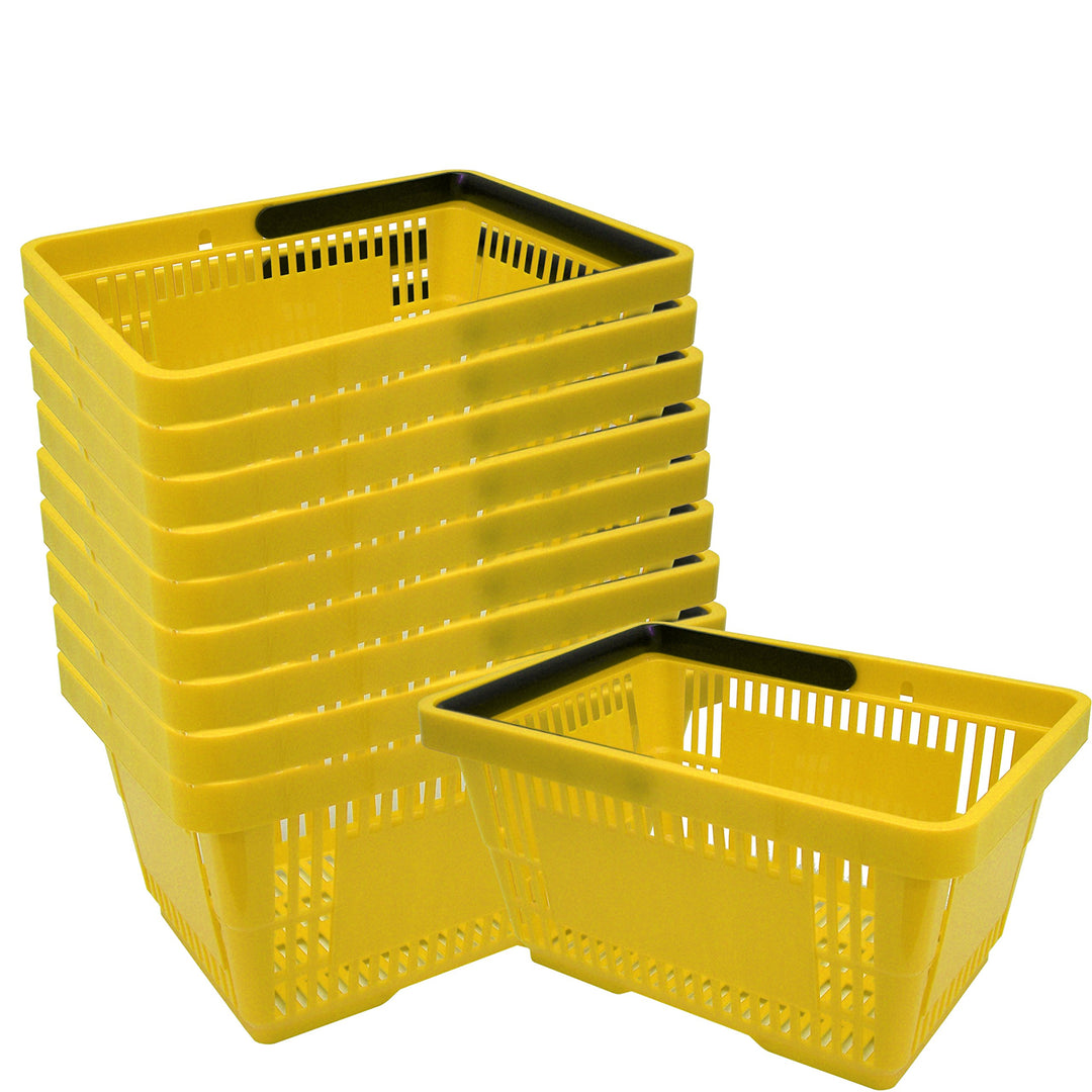 10 Einkaufskörbe aus Kunststoff Plastik mit Henkel 20 Liter 40cm stapelbar gelb 10 Stück Gelb, 10 St