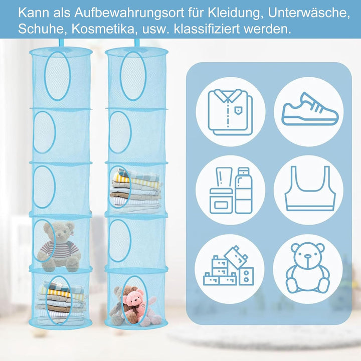 Hängeaufbewahrung, 2 Stück Faltbare Hängeaufbewahrung Organizer, 5 Fächer Hängeregal Mesh Hängende N