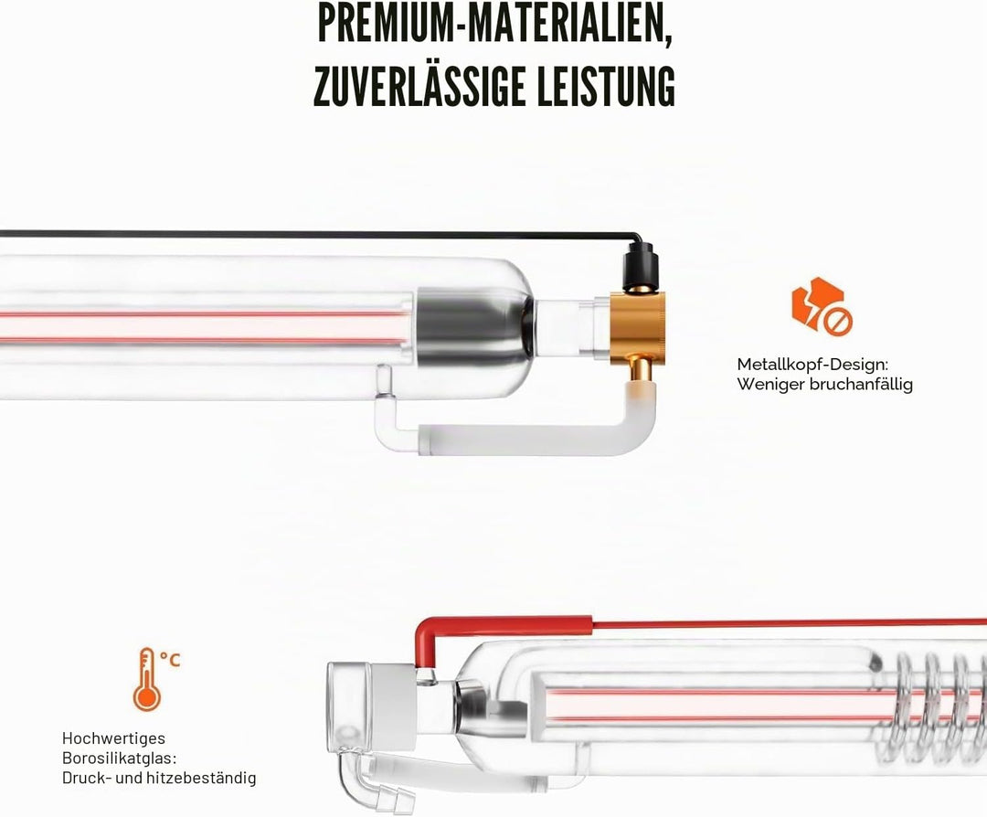 CO2 Glas Laserröhre 80W Länge von 1250 mm Diam. 50 mm Laser Tube für Laser Gravier- und Schneiden Ma