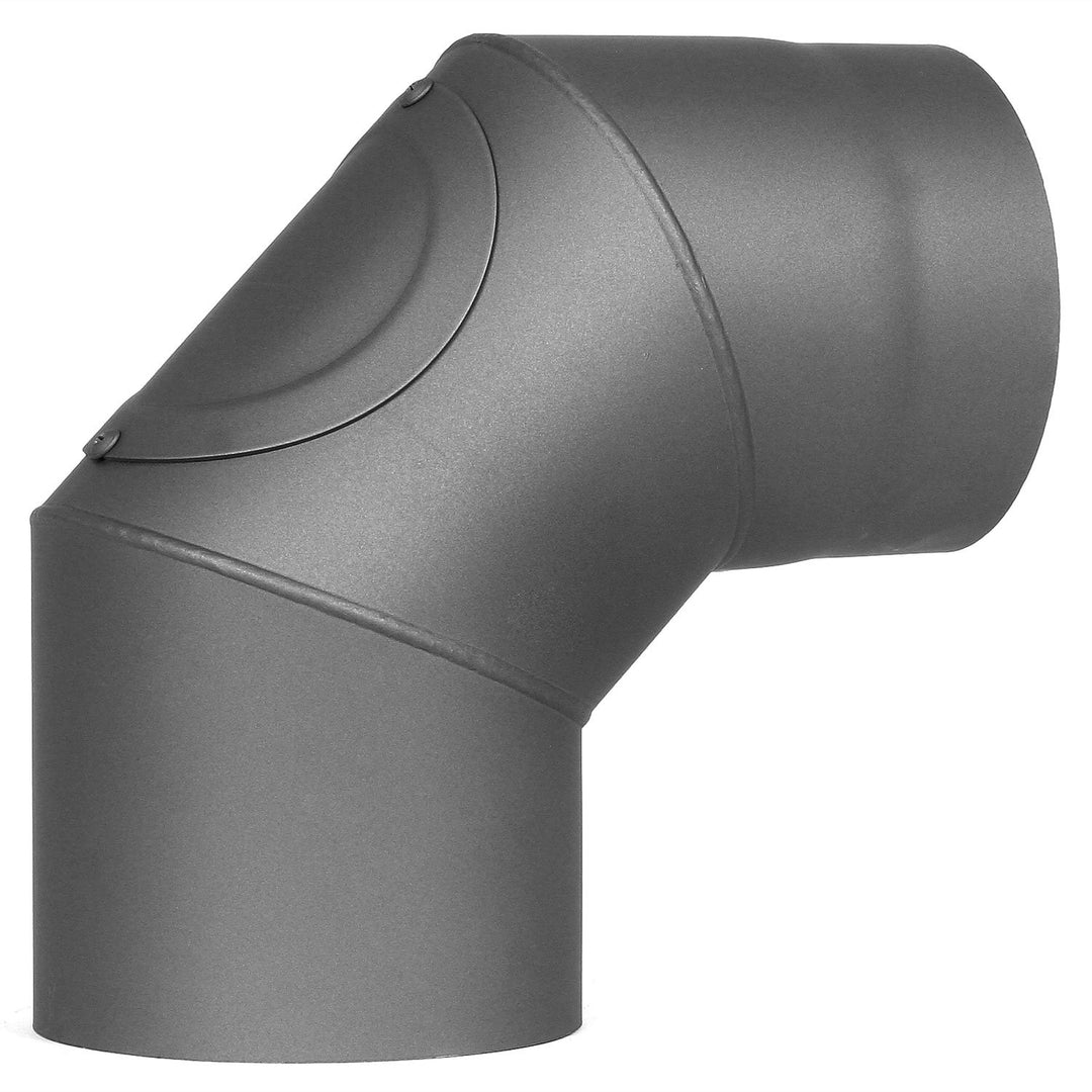 Bogen im 90° Winkel mit Reinigungsöffnung Ø 120 mm Grau Ofenrohr