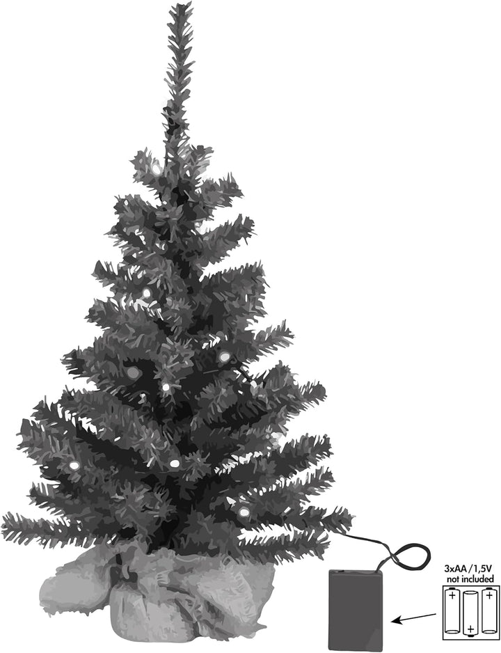 EGLO künstlicher Weihnachtsbaum 60 cm für innen, Deko-Tannenbaum mit LED-Beleuchtung warmweiss und T