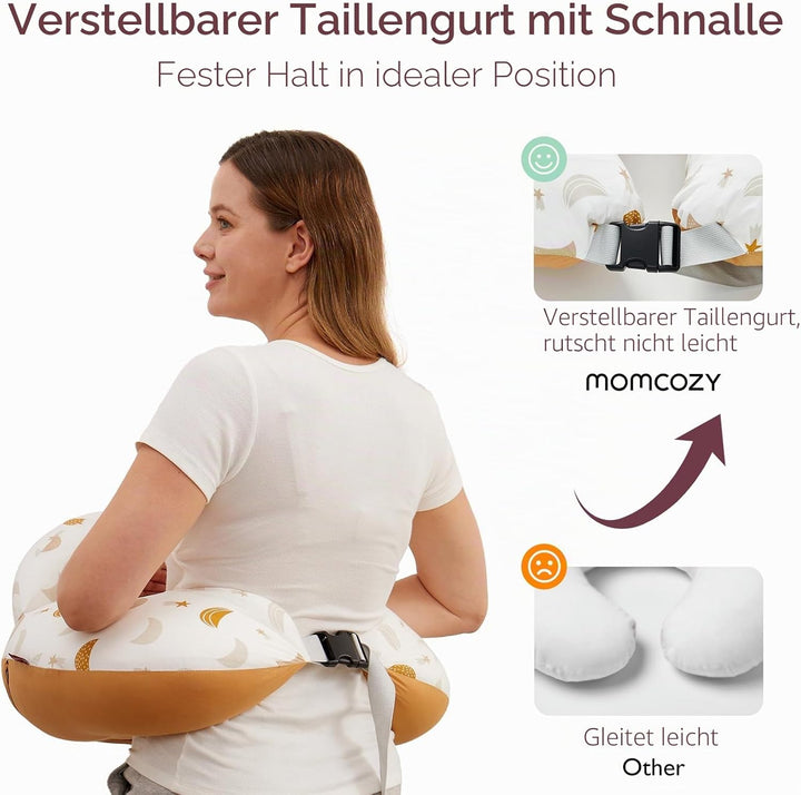 Momcozy Stillkissen mit Sicherheitsumrandung – Ergonomisches Still- und Lagerungskissen mit verstell