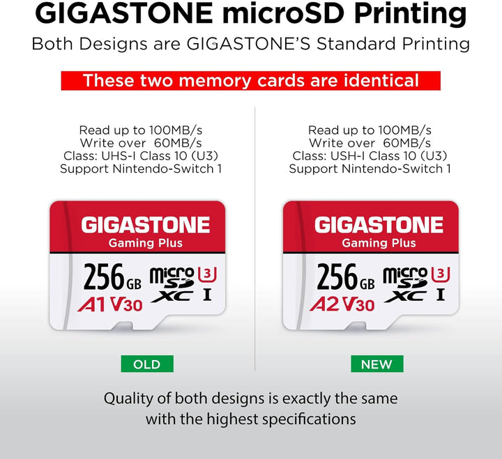 Gigastone 256GB Micro SDXC-Speicherkarte, Gaming Plus Serie, Lesegeschwindigkeit bis zu 100 MB/s, ko