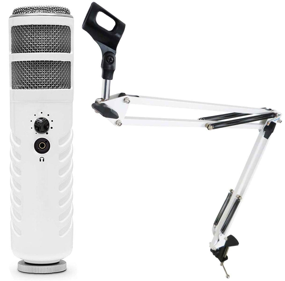 Rode Podcaster MKII USB Mikrofon + keepdrum NB35 WH Weiss Mikrofonarm Podcaster + NB35 WH Gelenkarm