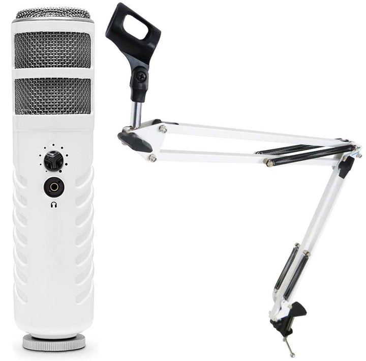 Rode Podcaster MKII USB Mikrofon + keepdrum NB35 WH Weiss Mikrofonarm Podcaster + NB35 WH Gelenkarm