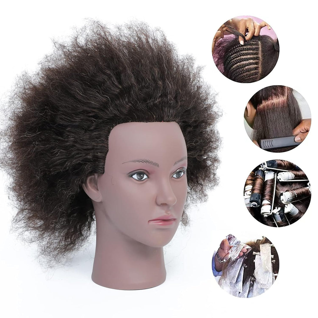 Ausbildung Kopf African American mit 100% Echthaar Schaufensterpuppe Kopf Kosmetologie Afro Haar Man
