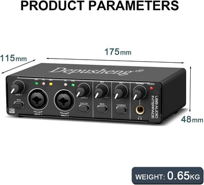 Depusheng RX2 USB Audio Interface Computer Aufnahme Soundkarte Audio Mixer Audio Interface für Home