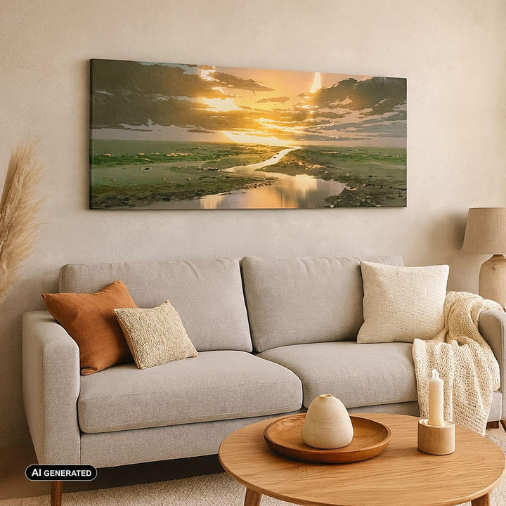 Panorama Bilder auf Leinwand 100x40cm Leinwandbild mit Rahmen natur natur Gross Wanddeko Bild Schlaf