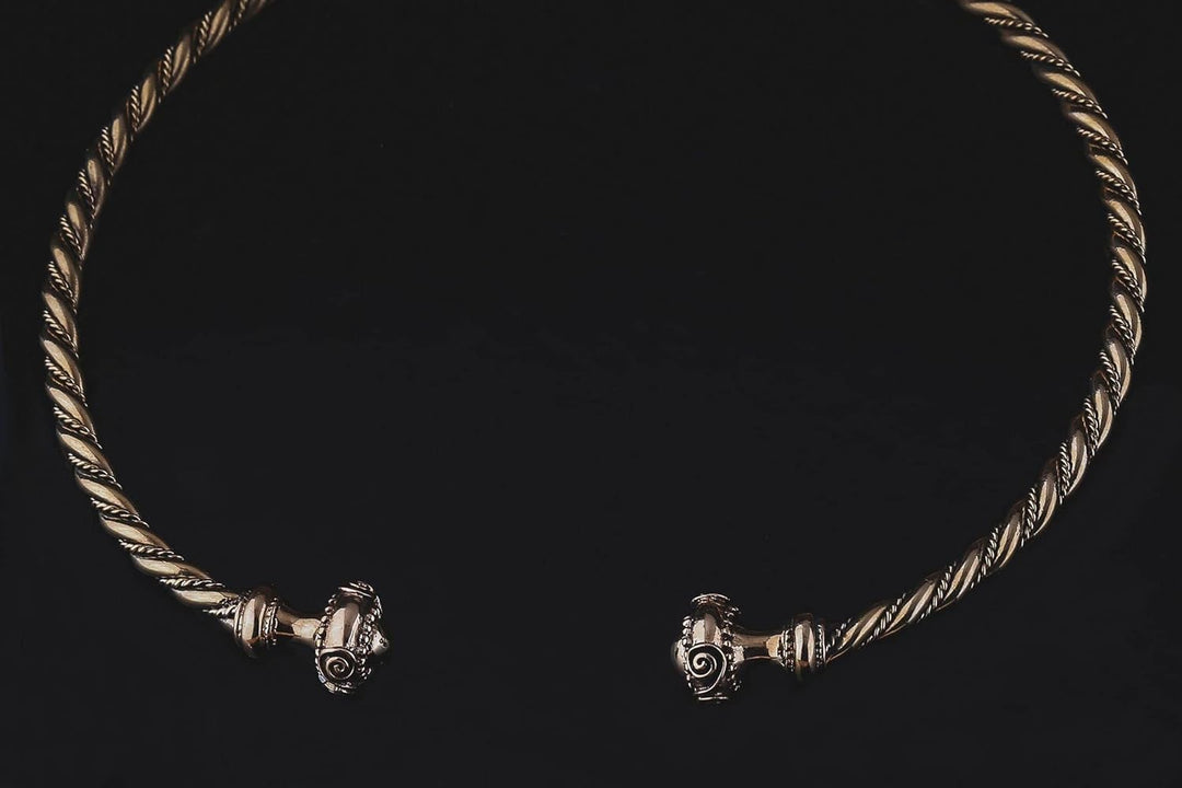 Windalf Keltischer Männer Bronze Halsreif TRISTAN Ø 14 cm Torques Halsring Celtic Handarbeit
