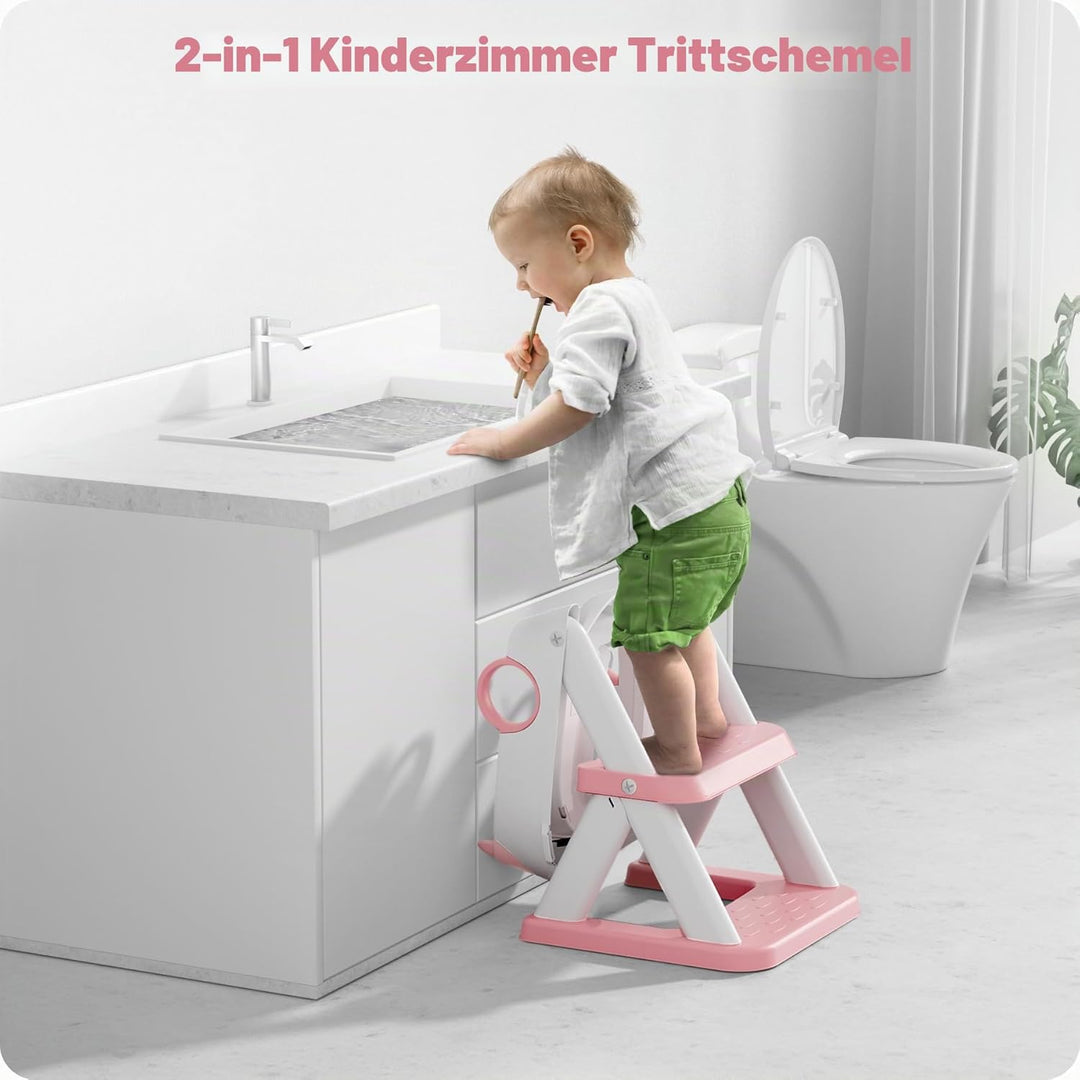 Toilettenleiter für Kinder, Upgraded Kindertoilette für Jungen und Mädchen, 2 in 1 Kind Toilettensit