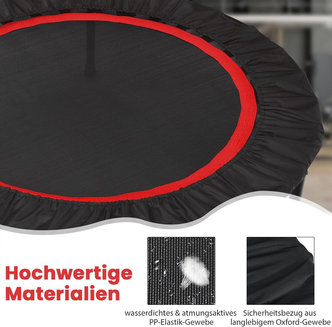 GOPLUS Fitnesstrampolin Indoor, φ101cm Mini Trampolin mit verstellbarem Griff, Bodentrampolin klappb