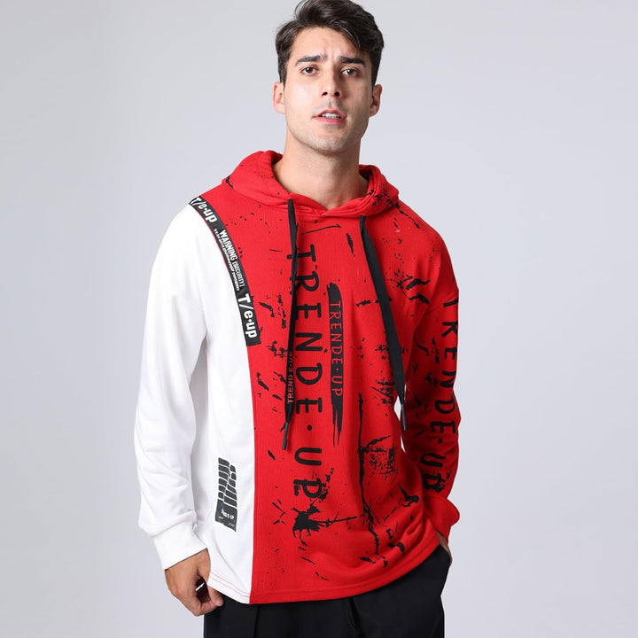 Hoodie Herren Techwear Kapuzenpullover Pullover Hip Hop Streetwear Patchwork Sweatshirt Unisex S Rot