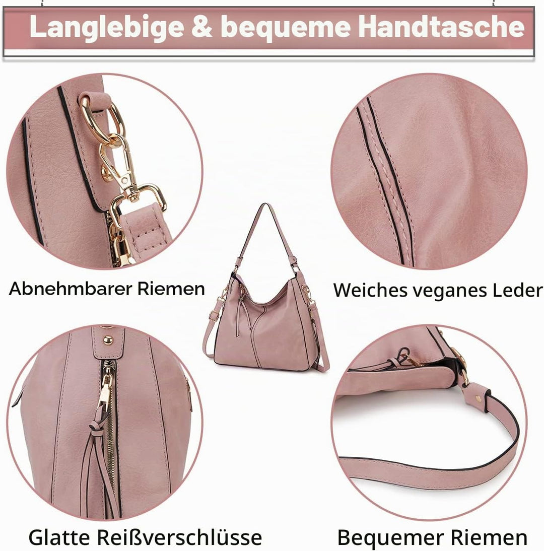 VX VONXURY Handtaschen für Frauen, Medium Vegan Leder Hobo Taschen Geldbörse für Damen Rosa, Rosa