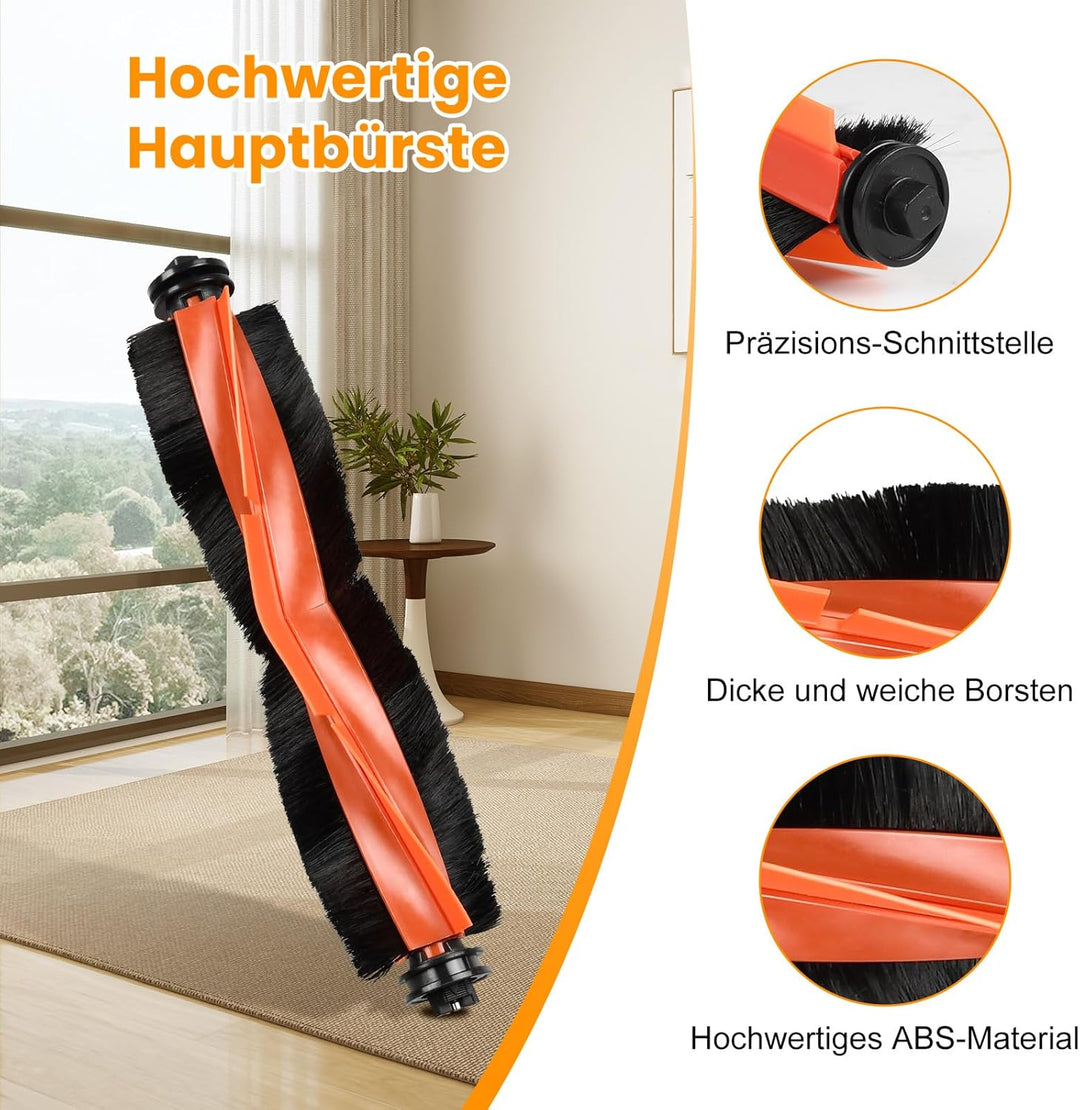 27 Stück Zubehör-Set für Xiaomi X20+ / X10 Plus Saugroboter | 2 Hauptbürsten + 6 Staubbeutel + 6 Fil