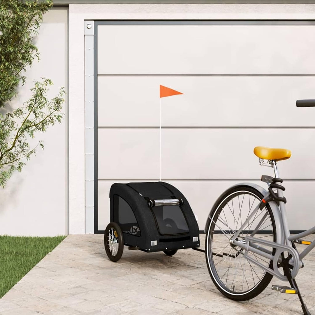 Fahrradanhänger Hund Orange Eisen | Robuster Rahmen, Oxford-Gewebe, sicherer Transport Schwarz, Schw