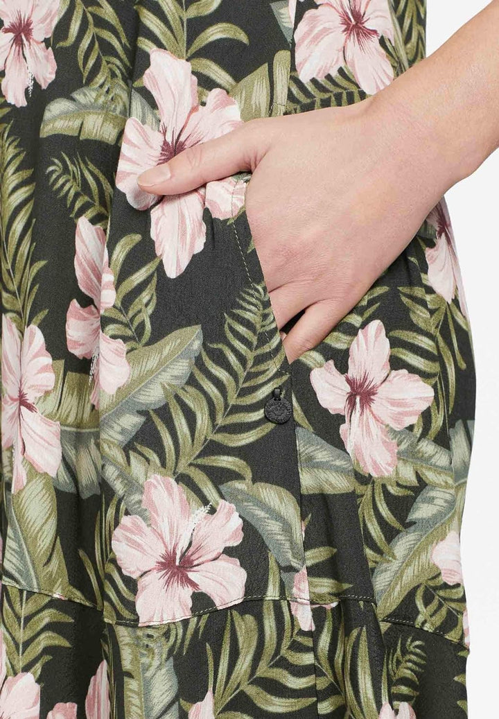 khujo Damen Kleid Duchess Trägerkleid mit Volantsaum leichtes Sommerkleid