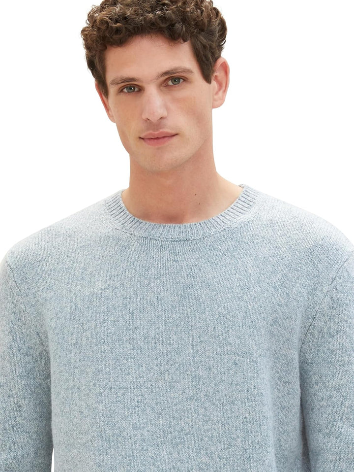 TOM TAILOR Herren Pullover, 34186 - Mint Grey White Twotone