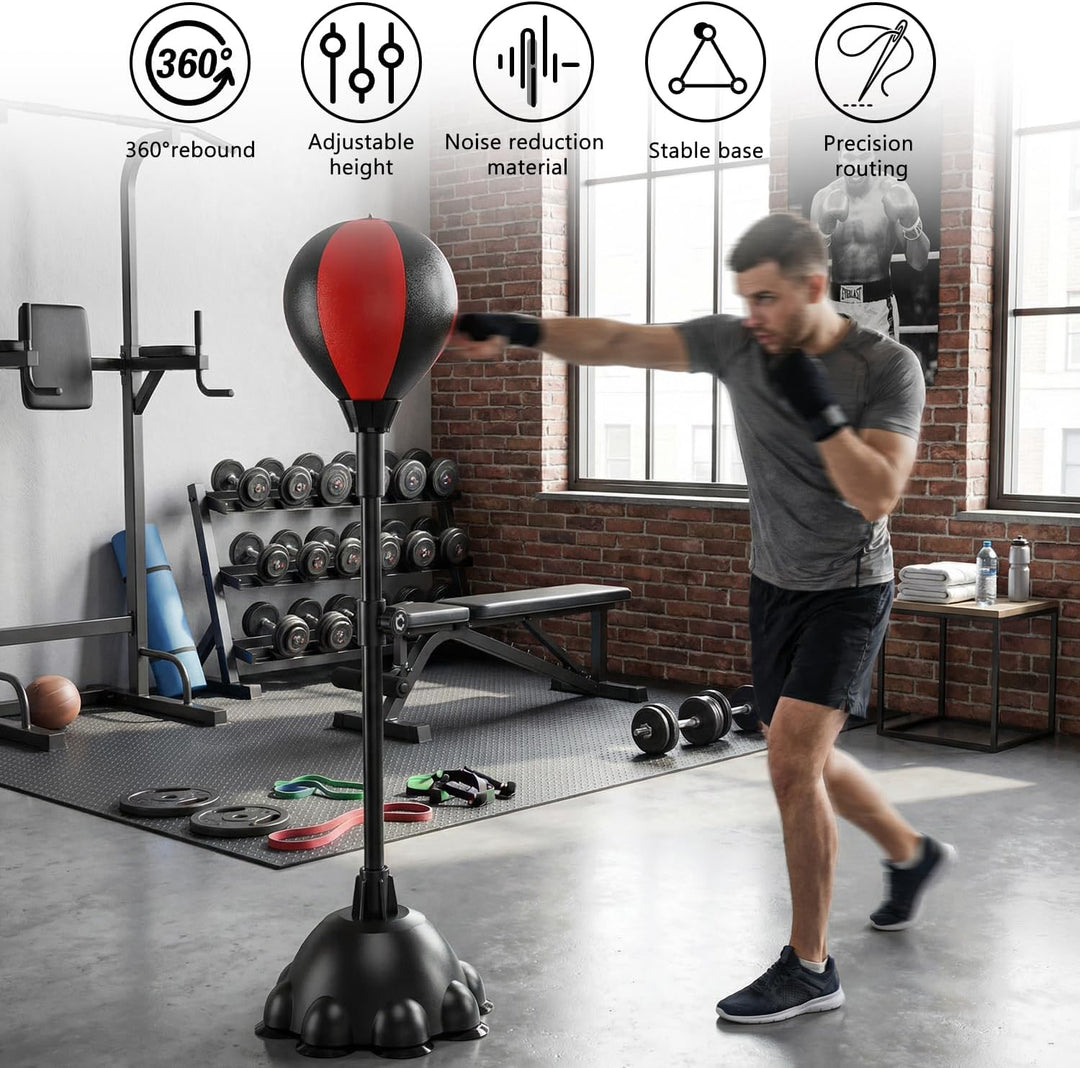 Punching Ball, 110-160cm Höhenverstellbarer Boxständer, Reflexbeutel mit Einem Leistungsstarken Saug