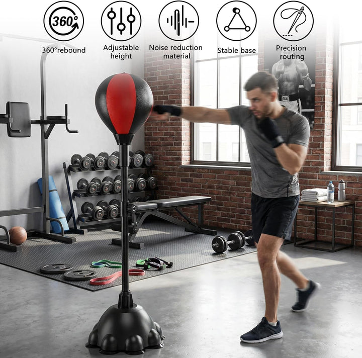 Punching Ball, 110-160cm Höhenverstellbarer Boxständer, Reflexbeutel mit Einem Leistungsstarken Saug