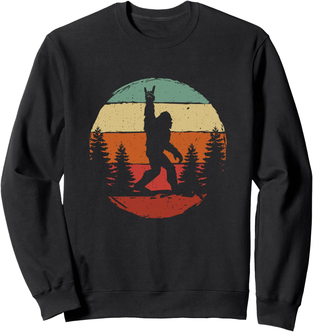 Vintage Retro Rock and Roll Bigfoot Silhouette Sasquatch Sweatshirt