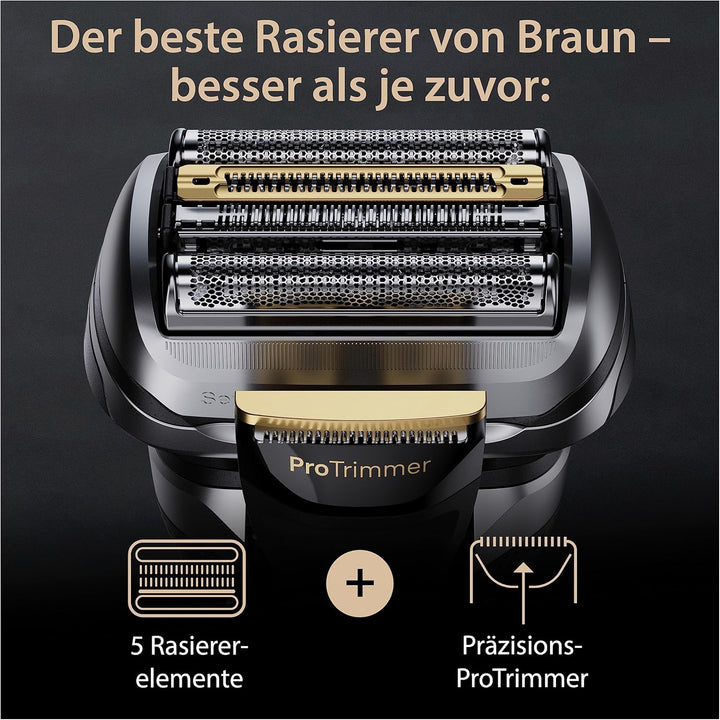 Braun Series 9 Pro+ Rasierer Herren Elektrisch, Elektrorasierer mit 5 Pro Rasierelementen, Langhaars
