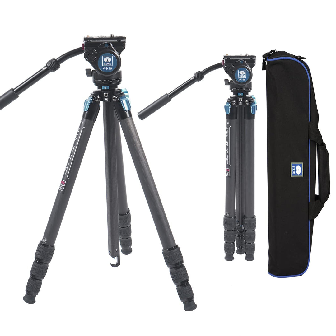 SIRUI Professionelles Carbonfaser-Stativ mit 360°Fluid-Videokopf, 184,4cm wasserdichtes Video-Kamera