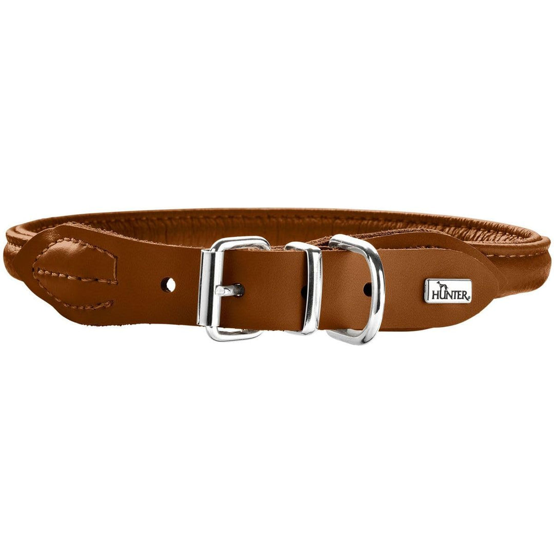 HUNTER ROUND & SOFT ELK Hundehalsband, Leder, weich, rund, fellschonend, 55 (M-L), cognac cognac 55