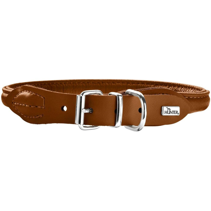 HUNTER ROUND & SOFT ELK Hundehalsband, Leder, weich, rund, fellschonend, 55 (M-L), cognac cognac 55