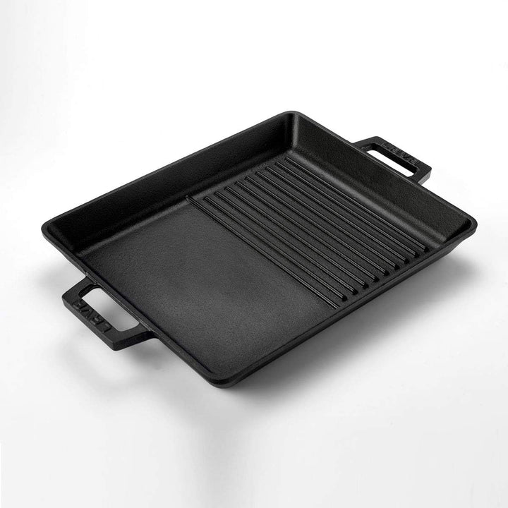 Lava Gusseisen-Doppelseiten-Grillpfanne 26x32 cm – emaillbeschichtet, vielseitig genutzt, herd- und