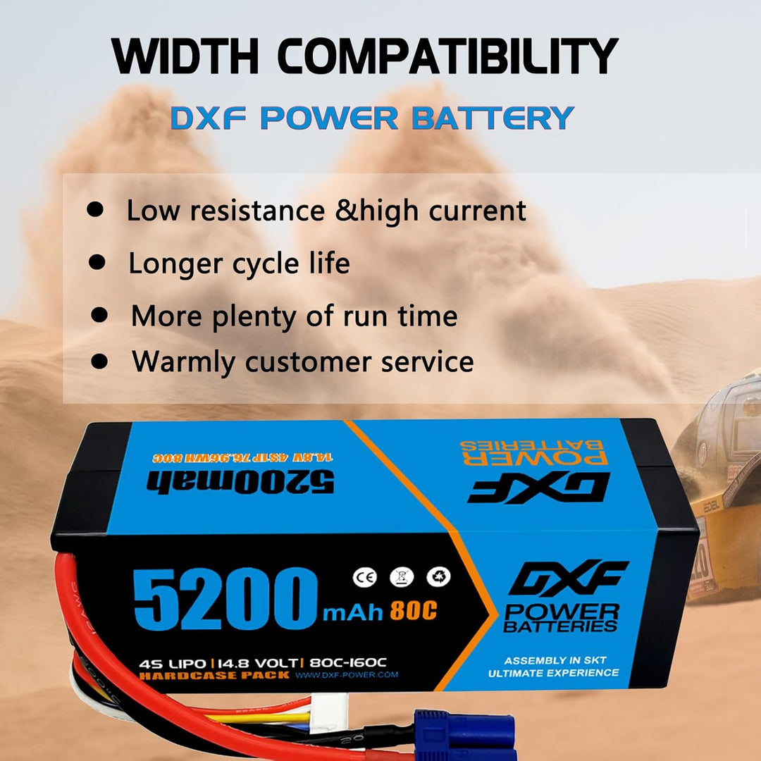 DXF 4S Lipo Akku 14.8V 80C 5200mAh RC Batterie mit EC5 Stecker für RC Car RC Truck RC Auto Boot LKW