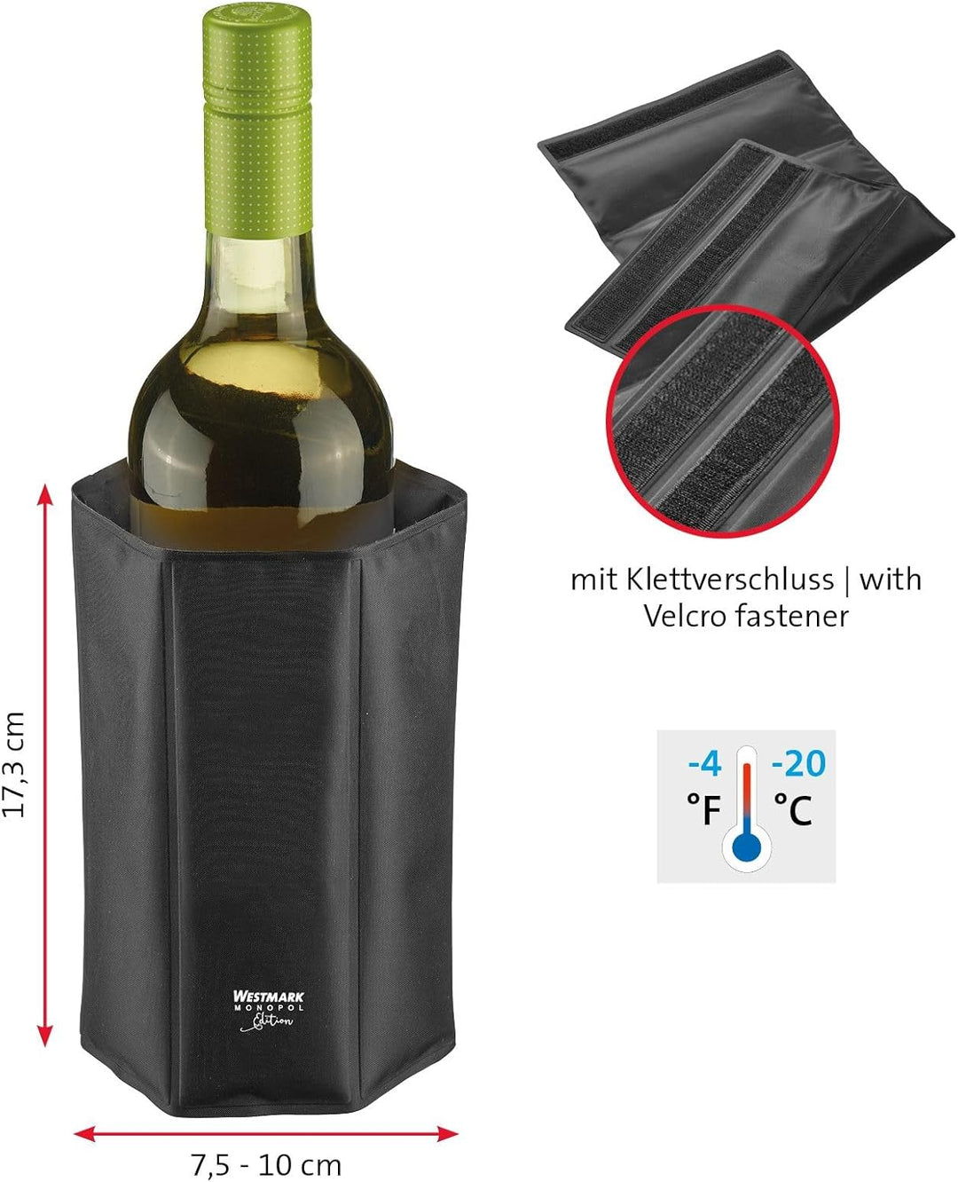 Westmark 2 Kühlmanschetten – Kühlt z.B. Sprudel-, Wein- oder Sektflaschen mit einem Flaschendurchmes