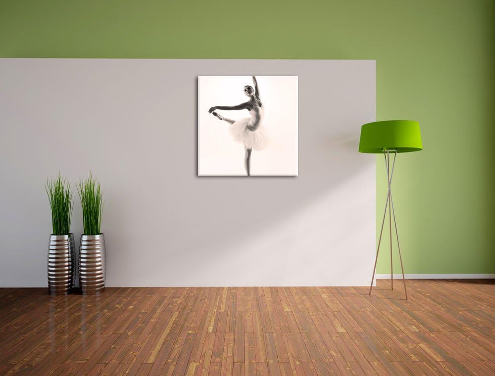 Pixxprint Ästhetische Ballerina Schwarz/Weiss, Format: 70x70 auf Leinwand, 70x70