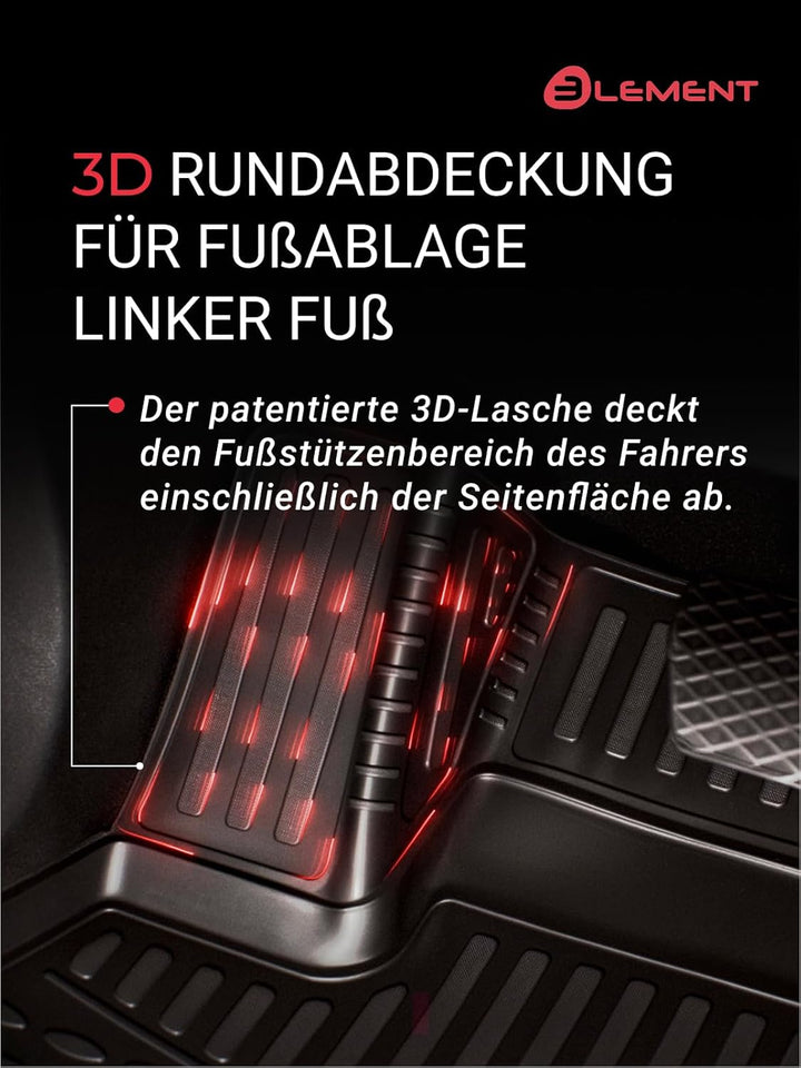 Element Passgenaue Premium 3D Gummimatten Fussmatten passend für Ford C-MAX (RN), Mk2 II, 2010-2019,