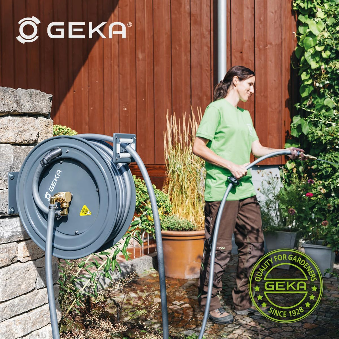 GEKA plus Automatischer Schlauchaufroller PA20SK (robuster Schlauchaufroller, Stahlkonstruktion, aut
