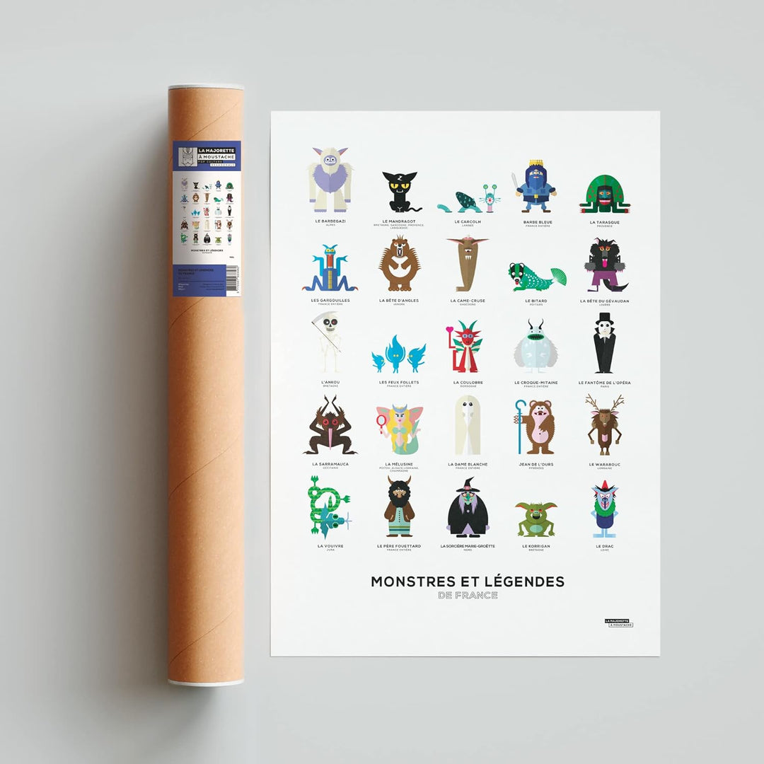 La Majorette à Schnurrbart Poster Monster und Legenden de France – 50 cm x 70 cm – Lieferung in Schu