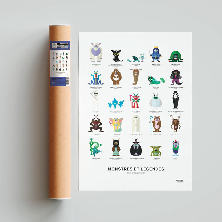 La Majorette à Schnurrbart Poster Monster und Legenden de France – 50 cm x 70 cm – Lieferung in Schu
