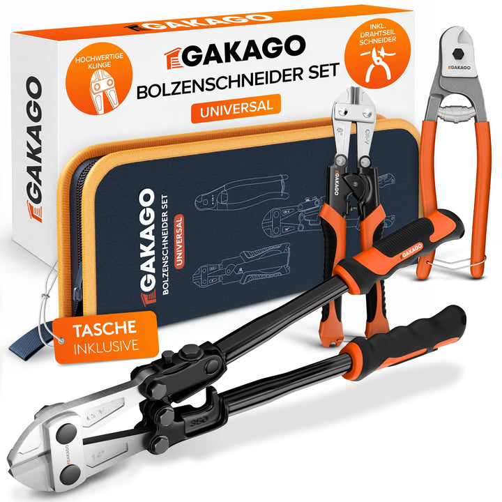 Gakago Bolzenschneider Set - 14" (350 mm) Bolzenschneider mit 8" (200 mm) Mini Bolzenschneider & Dra
