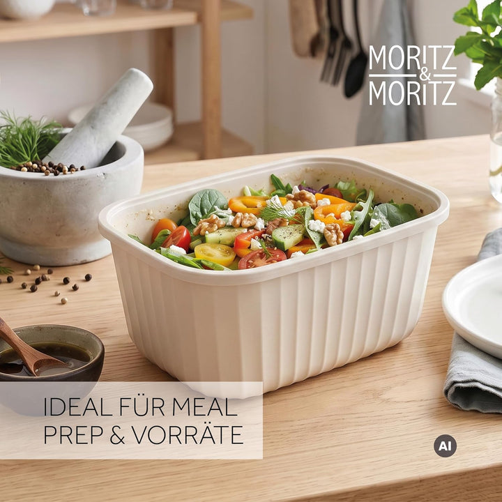 Moritz &amp; Moritz Vorratsdosen 4er Set luftdicht mit Deckel rechteckig creme