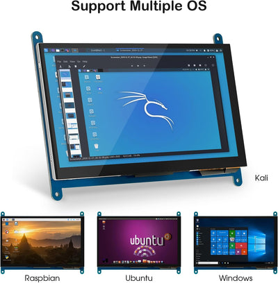 ELECROW Monitor Display Anzeigen IPS Bildschirm-7 Zoll 1024X600 HD TFT LCD mit Touchscreen für Himbe