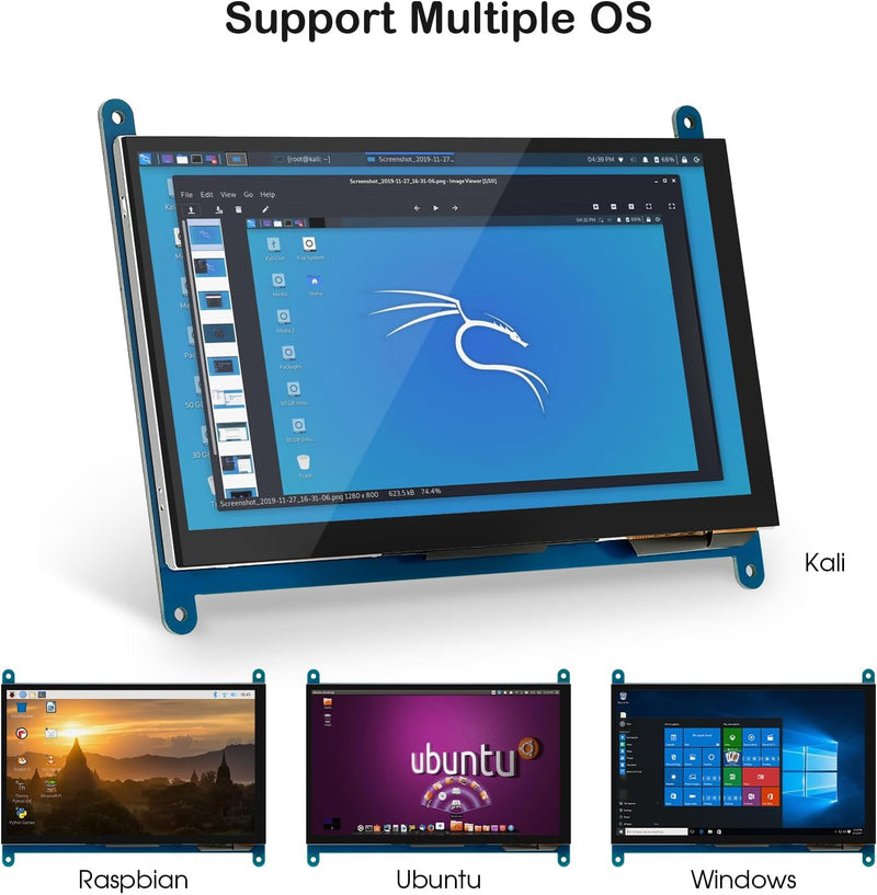 ELECROW Monitor Display Anzeigen IPS Bildschirm-7 Zoll 1024X600 HD TFT LCD mit Touchscreen für Himbe