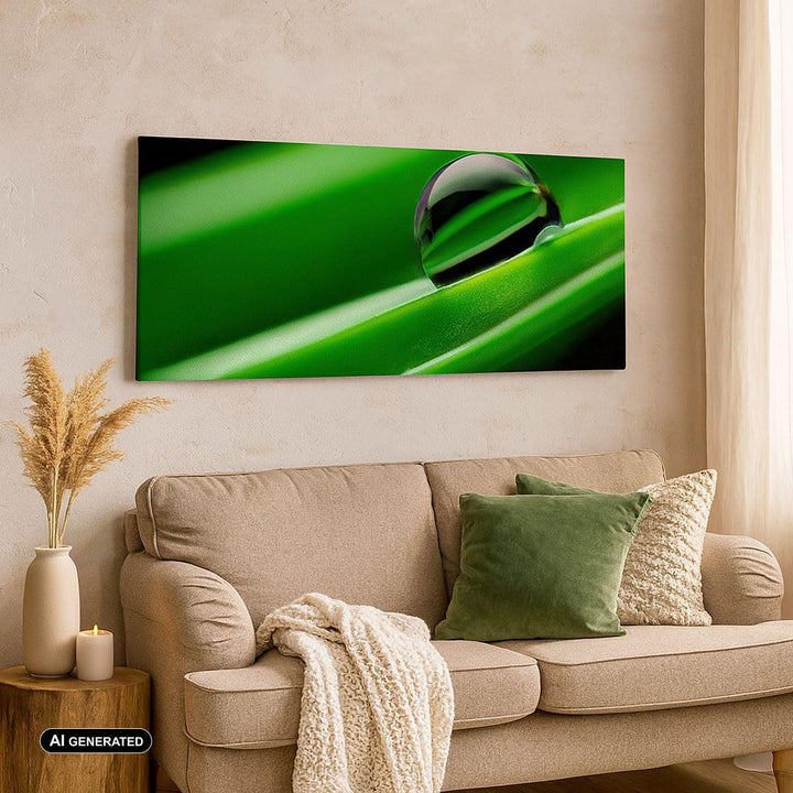 Panorama Bilder auf Leinwand Pflanze Tropfen Wasser Blase Leinwandbild 90x30cm Wandbilder Dekoration