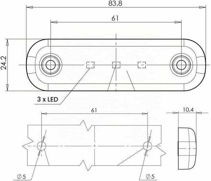WAS IST WAS LED-Martin® 6er Sparset Umrissleuchte Weiss 12/24V Begrenzungsleuchte Positionsleuchte d