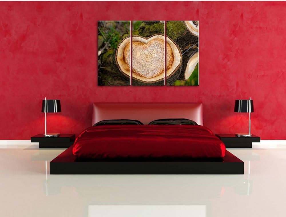 Pixxprint Jahresringe am Baumstamm / 3-Teilig/Gesamtmass 120cm Leinwandbild bespannt auf Holzrahmen/