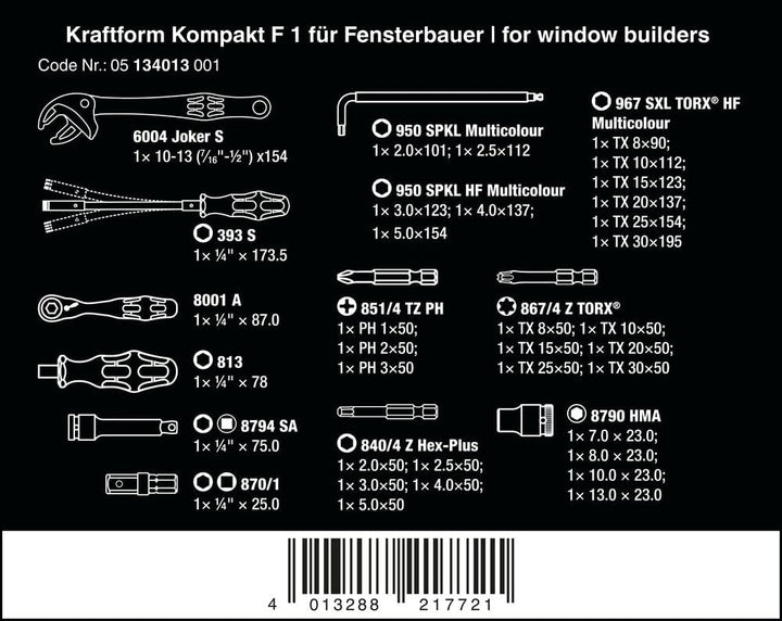 Wera Kraftform Kompakt F 1 Schraubwerkzeugsatz für Fensterbauer, 35-teilig Single