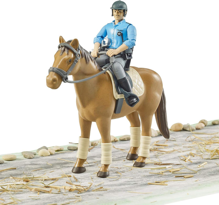 bruder 62507 - Pferd mit Polizisten, Reit- & Polizeiausrüstung - 1:16 Spielzeugfigur, Tier, Polizeis