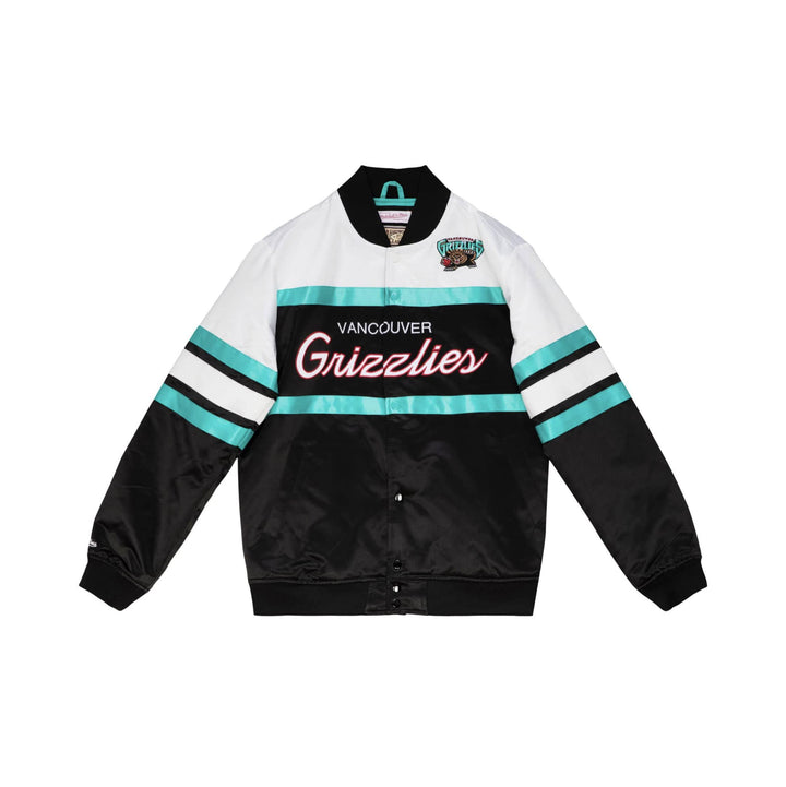 Mitchell & Ness NBA Special Script Heavyweight Satin Jacket, Schwarz,Weiß S