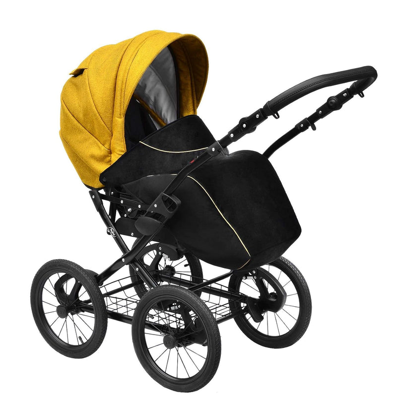 SKYLINE Klassisch Retro Stil Wicker LUX Kombi-Kinderwagen Buggy 3in1 Reise System Autositz (Isofix)