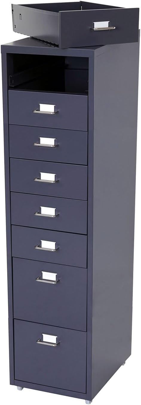 PROREGAL Rollcontainer Housten HxBxT 110x28x41cm 8 Schubladen Dunkelgrau Schubladenschrank Stahlschr