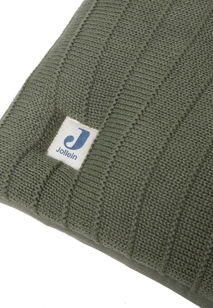 Jollein Krabbeldecke für Baby - Pure Knit, Leaf Green - Bio-Baumwolle - Laufgittereinlage - 75x95 cm